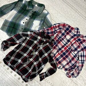 Tommy Hilfiger Kids Plaid Button Down Shirts - Green, Red, Black